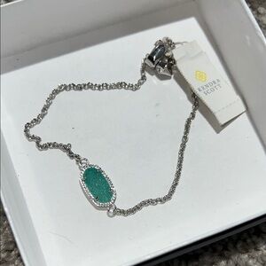 Kendra Scott Silver Bracelet with Teal Stone new nwt